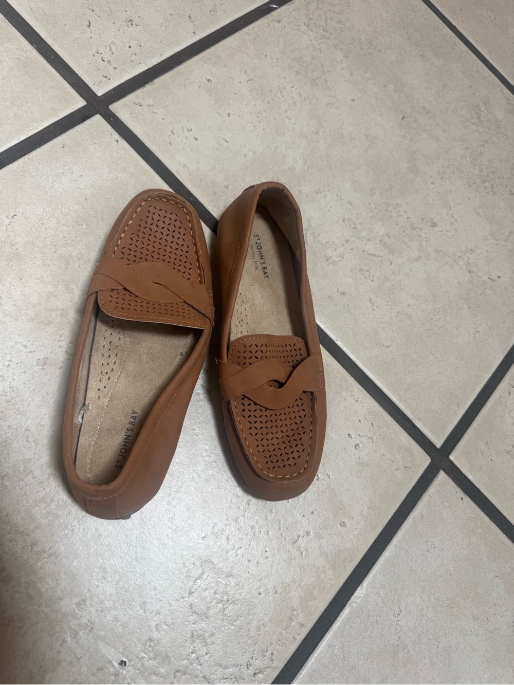 St. John's Bay Tan Perforated Slip-On Loafers